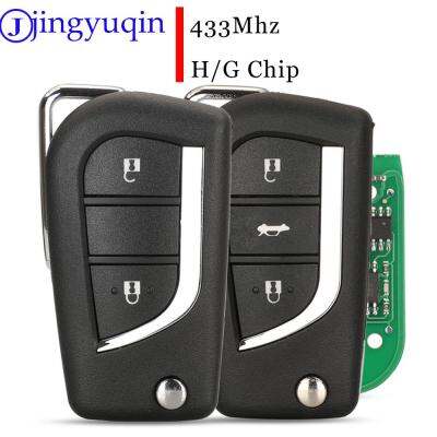 Jingyuqin 2/3ปุ่มรถรีโมทที่ห้อยกุญแจ433Mhz ID-G/H(8A) ชิปสำหรับ Toyota Aygo อังกฤษ Carolla Verso พอดีปลอกกุญแจรถ A03TAA