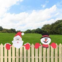 [Zeberdany] Christmas Reindeer Fence Peeker With Velcro Sticking Santa Claus Look Outdoor High-Quality Wall Decorate For Holiday Decorations Garden Decoration