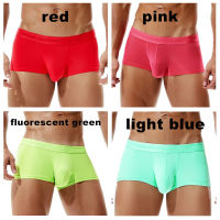 SEOBEAN 4Pcslot Boxers Mens Underwear Solid Colorful Male Panties Boxer Shorts Sexy Low Waist U Convex Design Men Underpants