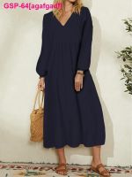 Agafgadf Vestido De Linho Algodão Elegante Das Mulheres Para Verloose Oversized แขนยาว Camisa Vestidos Túnica