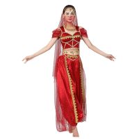 Womens Exotic Indian Dance Belly Dance Costumes Set 4Pcs Noble Princess Jasmine Cosplay Stage Performance Dancewear