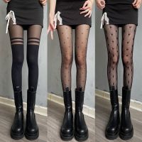 Gothic Tights ผู้หญิง Leggings Lolita Hollowed Out ถุงน่องตาข่ายญี่ปุ่น Bottomed Lace Pantyhose ดอกไม้หวายสีดำถุงน่อง