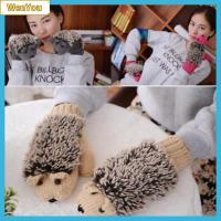 WENYOU Cute Animal Cartoon Winter Warm Mittens Gloves Hedgehog Shape Knit Cotton