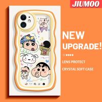 เคส JIUMOO สำหรับ iPhone 11 11 Pro 11 Pro Max เคสลายการ์ตูน Spoof Crayon Shin-Chan แฟชั่นขอบครีมคลื่นเคสโทรศัพท์แบบใสดีไซน์ใหม่เคสป้องกันโปร่งใสกันกระแทกเลนส์กล้องถ่ายรูป