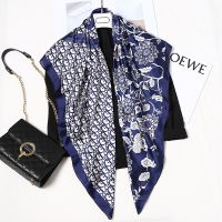 Ladies Letter Floral Printed Square 110x110cm Imitated Silk Soft Scarf Shawl Bidang 45 Muslim Hijab