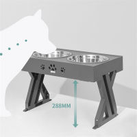 Adjustable Dog Bowl Stainless Steel Non-Slip Double Bowl With Stand Lift Table Adjustable Heights Removable Pet Supplies Feeder