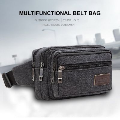 Mens Waist Bag Durable Waist Packs Belt Messager Shoulder Bags Vintage Canvas Multifunction Traval Bag Outdoor Male Fanny Pack Running Belt