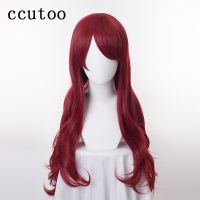 Poison Ivy Cosplay Wigs 70cm Dark Red Long Wavy Heat Resistant Synthetic Hair Halloween Party Role Wigs + Wig Cap Wig  Hair Extensions Pads