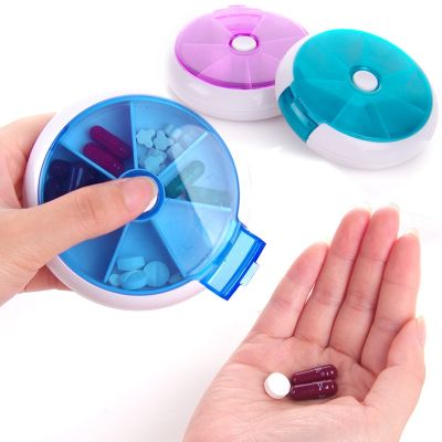 【CW】☾  1 Circular Rotating Pill Plastic 7 Days Tablet Storage Holder Organizer Dispenser