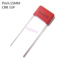 10pcs/lot 1UF 1000NF 105J 1.5UF 1500NF 155J Pitch 15mm 1UF 1000NF 105J Pitch 15mm 250V 5  DIP CBB Polypropylene film capacitor