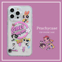 Kawaii พาวเวอร์พัฟฟ์เกิร์ลส์ MagSafe เคสโทรศัพท์ชาร์จไร้สายใช้ได้กับ iPhone 15 14 13 12 11 Pro Max 15plus ฝาครอบหลังพีทียูปลอกกันกระแทกขายดี