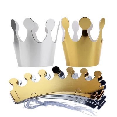 Gold Silver Paper Crown Hats Kids Birthday Cap Party Supplies