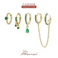 Canner 4ชิ้นชุดหยกสีเขียวต่างหูเงิน925ต่างหูสำหรับผู้หญิงวางต่างหูเจาะเครื่องประดับ P endientes mujer koleczyki arete