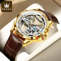 OLEVS 6661 Automatic Mechanical Genuine Leather Band Men Wristwatches Casual Waterproof Watches For Men Luminous