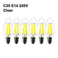 【Quality】 Galxo C35หลอดไฟ LED เทียน E12 E14 2W 4W 6W โคมไฟแบบฝ้า110V 220V Edison โคมระย้าสไตล์วินเทจเปลี่ยนหลอดไฟแก้ว