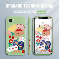 เคส Hpcase สำหรับ Realme C30S การ์ตูนน่ารักเคสโทรศัพท์ดีไซน์รูปหมีสตอเบอร์รี่เชอร์รี่ขอบสี่เหลี่ยมปลอกซิลิโคนของเหลวเคสกล้องคลุมทั้งหมด