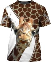 3D Animal Giraffa Pattern Comfortable Graphic Printed Tshirt Gift for Adults Men Women Animal Lover Grandfather Grandmother