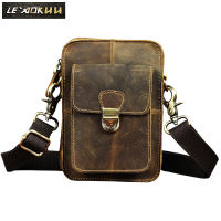 Male Fashion Leather Multifunction Travel Cross-body Messenger Bag Design 6" Phone Pouch Case Waist Belt Bag Men 6401