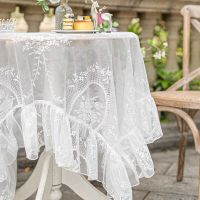 Lace Table Cloth Retro Mesh Tablecloth White Rectangle Table Cover Wedding Party Decor Picnic Cloth Background Cloth Tapestries Hangings
