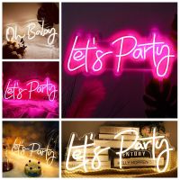 10 Styles Neon Led Sign Happy Birthday Led Light Party Flex Transparent Acrylic Oh Baby Neon Light Sign Wedding Party Decoration Night Lights