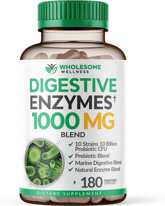 Wholesome Wellness Digestive Enzymes 1000MG Plus Prebiotics