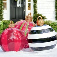 60cm Christmas Balls Decoration Outdoor Indoor Light Up LED Christmas Decoration Balloons Inflatable Toy Balls