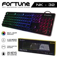 Nubwo Gaming Keyboard Fortune NK-32 คีบอร์ดเกมมิ่ง ไฟรุ้ง7สี ( คีบอร์ดภาษาไทย ) ประกันศูนย์ 1 ปี Black