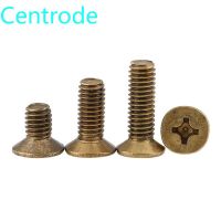 หัว Countersunk แบบไขว้สลักเกลียวทองเหลืองหัวแบน GB819สกรูทองเหลืองกม. เครื่องทองแดงสกรูสแตนเลสเล็ก M2 M2.5 M3 M4 10ชิ้น