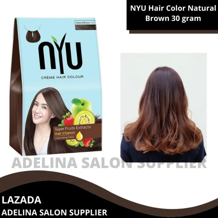 Nyu Hair Color Natural Brown 30 Gram Pewarna Rambut Cat Rambut Nyu Pewarna Rambut Permanen Halal