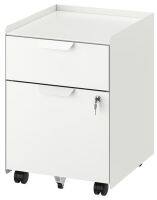 TROTTEN Drawer unit w 2 drawers on castors, white (ทร็อตเตน ตู้ 2 ลิ้นชักมีล้อเลื่อน, ขาว)