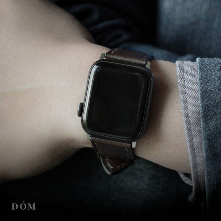 สายนาฬิกา-apple-watch-strap-dom-type-04-สายนาฬิกาหนังแท้-full-grain-สายแอปเปิ้ลวอชหนังแท้-apple-watch-6-amp-7-and-apple-watch-ultra