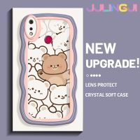 Jjlingji เคสสำหรับ Realme 3 Pro 3i Realme เคสเต็มหน้าจอลายหมีน่ารักขอบคลื่นเคสมือถือกันกระแทกแบบใสนิ่มโปร่งใสลายกล้องถ่ายรูปความคิดสร้างสรรค์เคสซิลิกาเจลฝาครอบป้องกัน