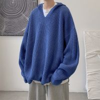 CODDian Zhen 【3 Colours】Solid Color Sweater for Men Korean Style Long Sleeve Sweater Unisex Autumn Loose Casual Male V-neck Pullover Plain Fashion Mens Knitted Sweater