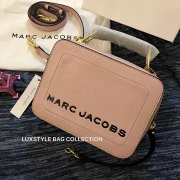 Marc Jacobs The Box Golden Brown Textured Leather Logo Top Handle Crossbody  Bag