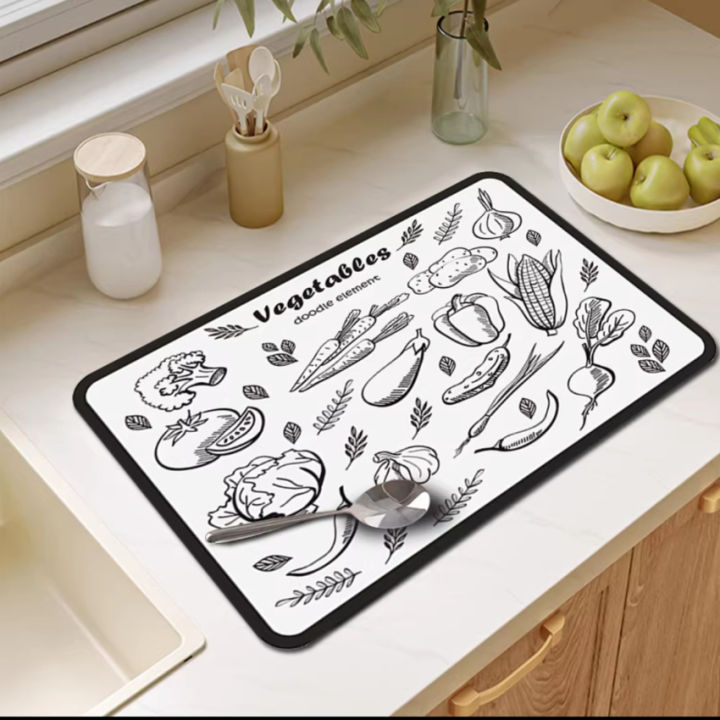 Dish Drying Mats for Kitchen,Absorbent Soft Diatom Mud Drain Pad