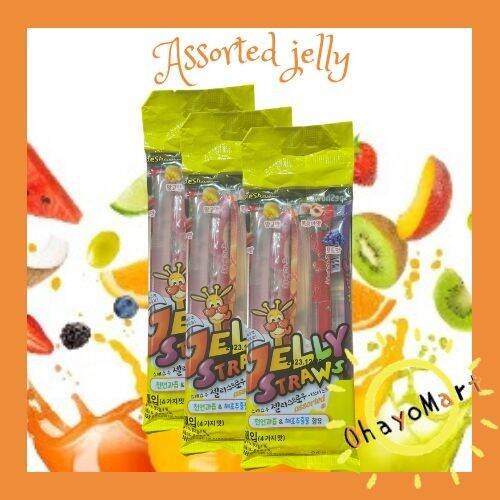 Jelly straws Kuning / Assorted jelly straws Korea / Jeli rasa buah 96g