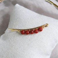 Elegant Natural South Red Agate ลูกปัดคลิปผม Hairpin Barrette DIY สำหรับสาวอัญมณีงานแต่งงานเครื่องประดับ Party อุปกรณ์เสริม Gift