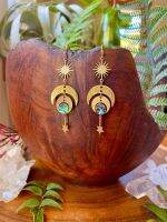 {Han ornaments}Gold Plated Celestial Abalone Earrings Hypoallergenic Aesthetic JewelryCelestial Witchy Metaphysical Jewelry