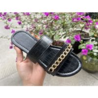 Hot sell Dejah Fashion Chain Slippers Women Wear Flat Sandals In Summer 2023 New Holiday Beach Slides Trend Home Flip Flops Designer