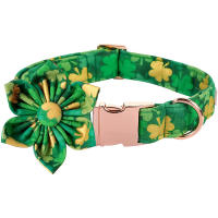 Unique Style Paws Dog Collar with Bow Tie Flower Green St Patricks Day Dog Collar Durable Collar for Small Medium Large Dog