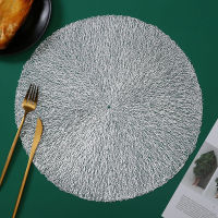 46 Pcs Fashion Brief Round PVC Placemat for Dining Table Golden Silver Color Anti-slip Insulation Table Mat Kitchen Accessory