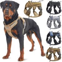 Reflective Tactical Harness For Large Small Dogs Training Vest Leash Pet Harness And Leash Set For Dog Outdoor Adjustable Padded Collars