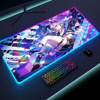 แผ่นรองเมาส์สำหรับเล่นเกมแผ่นรองเมาส์ขนาดใหญ่ RGB Honkai Star Rail Mousepads XXL LED ที่รองเมาส์ลายการ์ตูนส่องสว่างขนาดใหญ่แผ่นรองโต๊ะแผ่นเมาส์หลังเรืองแสง