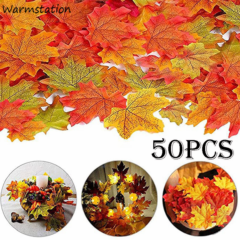 Christmas Simulation Maple Leaf Fall Leaves Artificial Autumn Dried Flowers W 