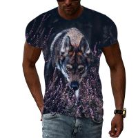 Summer New 3D Popular Animal Cool Wolf graphic t shirts For Men Interesting Creative Trend Fashion Print short sleeve t-shirts