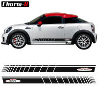 2pcs Car Styling Side Skirt Door Decal Sticker for MINI John Cooper Works R56 F56 JCW Graphics Stripes Stickers