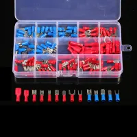 ;[-[; 140Pcs/Box Assorted Insulated Terminals Crimp Electrical Wire Cable Connector Kit Spade Set With Storage Box