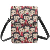 Betty Boop สตรี C Rossbody กระเป๋าโทรศัพท์มือถือกระเป๋าสตางค์กระเป๋าสะพายขนาดเล็กกระเป๋าหนังบัตรกระเป๋าถือ