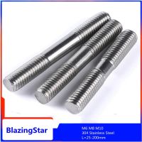 1/2PCS M6 M8 M10 304 Rod Double Thread Stainless Steel Screw Stud Screw Rod Stud Bolt GB901 L 25-200mm