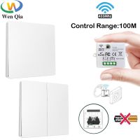 Wireless Smart Light Switch Self Power Push Button Switch No Need Battery 220V Mini Receiver 433mhz Remote Control for Light Fan Push Button